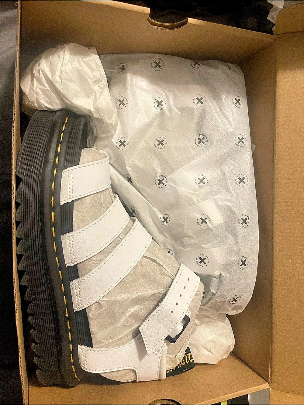Dr. Martens Blaire Hydro Leather Strap Sandals Platform Sandals White & Black US